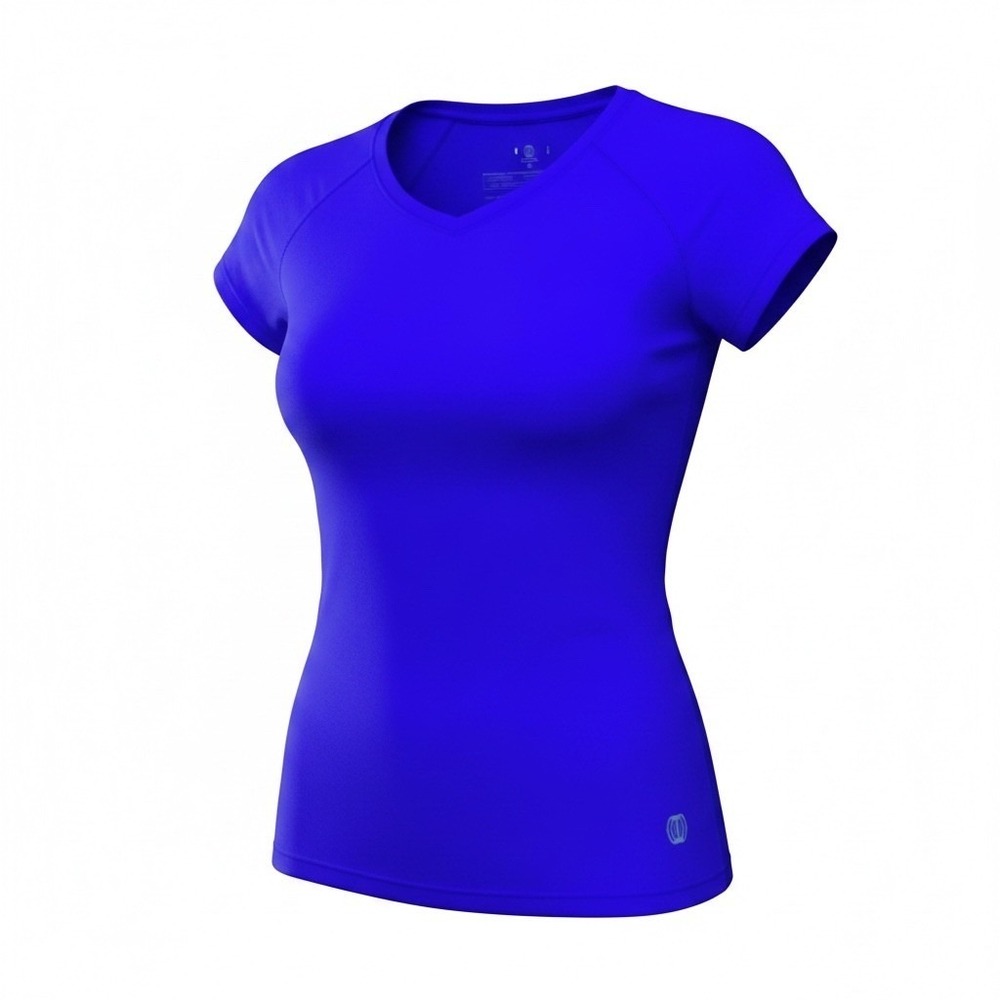 Balance Collection Womens Royal Blue V-Neck Mesh Back Activewear T-Shirt Medium